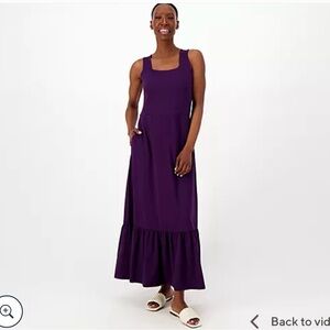 Lands’ end square neck purple maxi dress small petite!